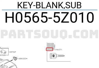 Nissan H05655Z010 KEY-BLANK,SUB
