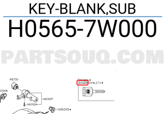 Nissan H05657W000 KEY-BLANK,SUB