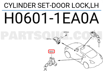 Nissan H06011EA0A CYLINDER SET-DOOR LOCK,LH