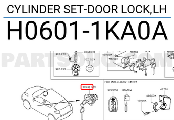 Nissan H06011KA0A CYLINDER SET-DOOR LOCK,LH