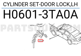 Nissan H06013TA0A CYLINDER SET-DOOR LOCK,LH