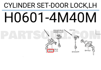 Nissan H06014M40M CYLINDER SET-DOOR LOCK,LH
