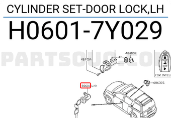 Nissan H06017Y029 CYLINDER SET-DOOR LOCK,LH