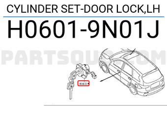 Nissan H06019N01J CYLINDER SET-DOOR LOCK,LH