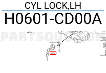 Nissan H0601CD00A CYL LOCK,LH