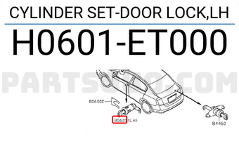 Nissan H0601ET000 CYLINDER SET-DOOR LOCK,LH