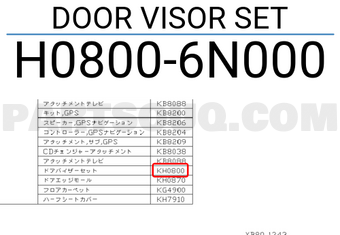 Nissan H08006N000 DOOR VISOR SET