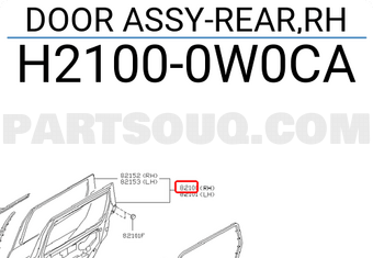 Nissan H21000W0CA DOOR ASSY-REAR,RH