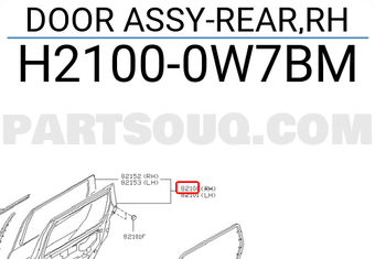 Nissan H21000W7BM DOOR ASSY-REAR,RH