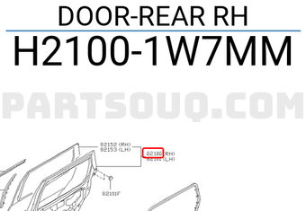 Nissan H21001W7MM DOOR-REAR RH