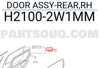 Nissan H21002W1MM DOOR ASSY-REAR,RH
