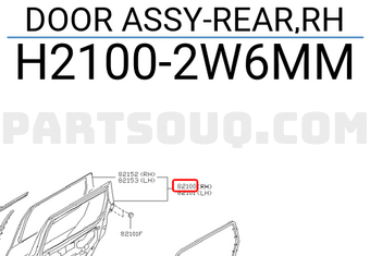 Nissan H21002W6MM DOOR ASSY-REAR,RH