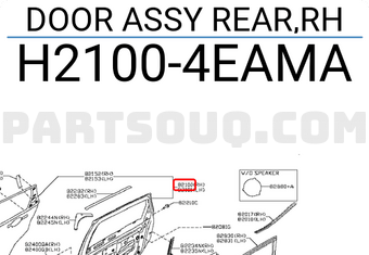 Nissan H21004EAMA DOOR ASSY REAR,RH