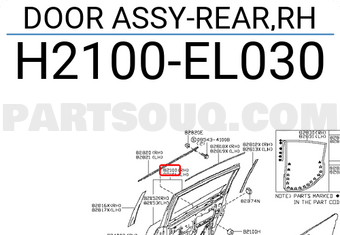 Nissan H2100EL030 DOOR ASSY-REAR,RH