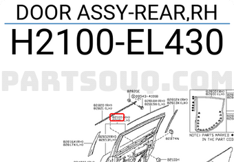 Nissan H2100EL430 DOOR ASSY-REAR,RH