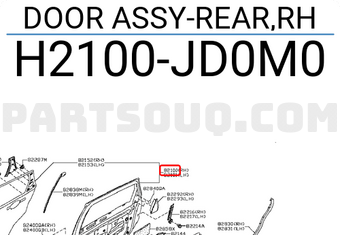 Nissan H2100JD0M0 DOOR ASSY-REAR,RH