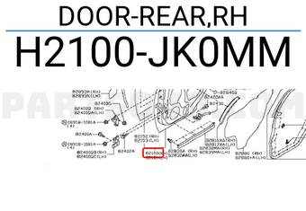 Nissan H2100JK0MM DOOR-REAR,RH