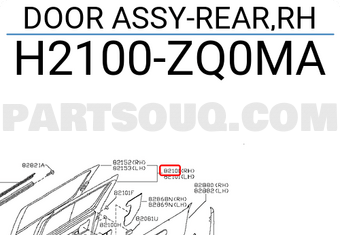 Nissan H2100ZQ0MA DOOR ASSY-REAR,RH