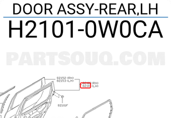 Nissan H21010W0CA DOOR ASSY-REAR,LH