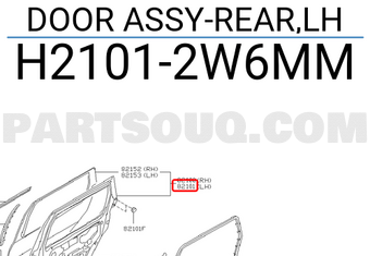 Nissan H21012W6MM DOOR ASSY-REAR,LH