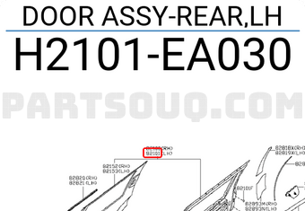 Nissan H2101EA030 DOOR ASSY-REAR,LH