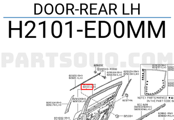 Nissan H2101ED0MM DOOR-REAR LH