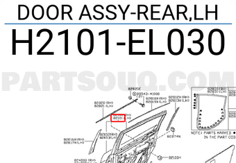 Nissan H2101EL030 DOOR ASSY-REAR,LH