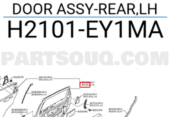 Nissan H2101EY1MA DOOR ASSY-REAR,LH