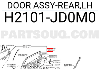 Nissan H2101JD0M0 DOOR ASSY-REAR,LH