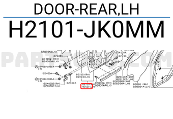 Nissan H2101JK0MM DOOR-REAR,LH