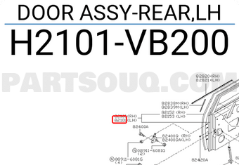 Nissan H2101VB200 DOOR ASSY-REAR,LH