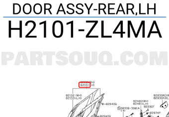 Nissan H2101ZL4MA DOOR ASSY-REAR,LH