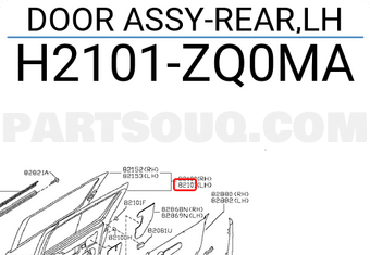 Nissan H2101ZQ0MA DOOR ASSY-REAR,LH