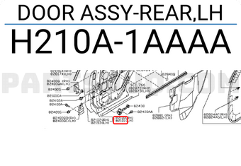 Nissan H210A1AAAA DOOR ASSY-REAR,LH