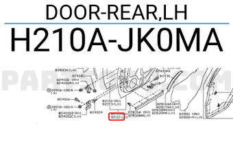 Nissan H210AJK0MA DOOR-REAR,LH