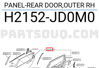 Nissan H2152JD0M0 PANEL-REAR DOOR,OUTER RH