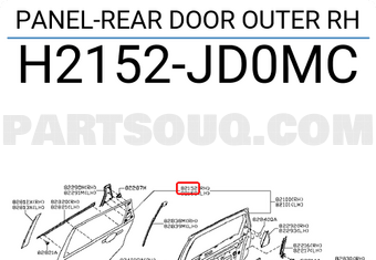 Nissan H2152JD0MC PANEL-REAR DOOR OUTER RH