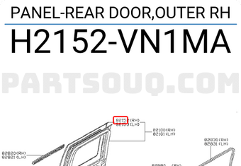 Nissan H2152VN1MA PANEL-REAR DOOR,OUTER RH