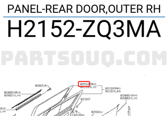 Nissan H2152ZQ3MA PANEL-REAR DOOR,OUTER RH