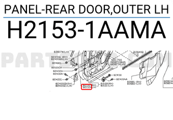 Nissan H21531AAMA PANEL-REAR DOOR,OUTER LH