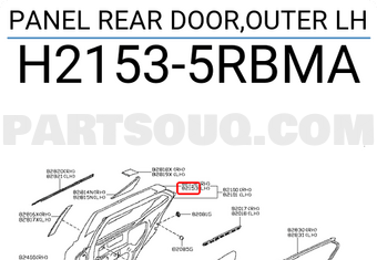 Nissan H21535RBMA PANEL REAR DOOR,OUTER LH