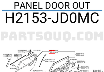 Nissan H2153JD0MC PANEL DOOR OUT