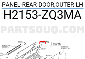 Nissan H2153ZQ3MA PANEL-REAR DOOR,OUTER LH