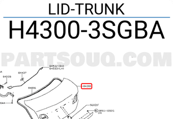 Nissan H43003SGBA LID-TRUNK