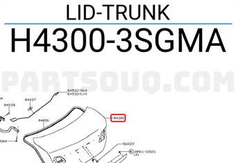 Nissan H43003SGMA LID-TRUNK