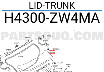 Nissan H4300ZW4MA LID-TRUNK