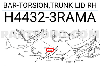 Nissan H44323RAMA BAR-TORSION,TRUNK LID RH