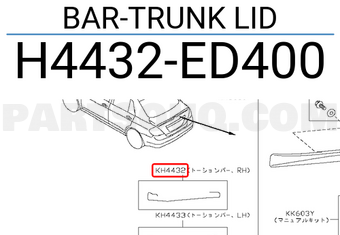 Nissan H4432ED400 BAR-TRUNK LID