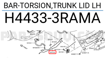 Nissan H44333RAMA BAR-TORSION,TRUNK LID LH