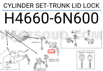 Nissan H46606N600 CYLINDER SET-TRUNK LID LOCK